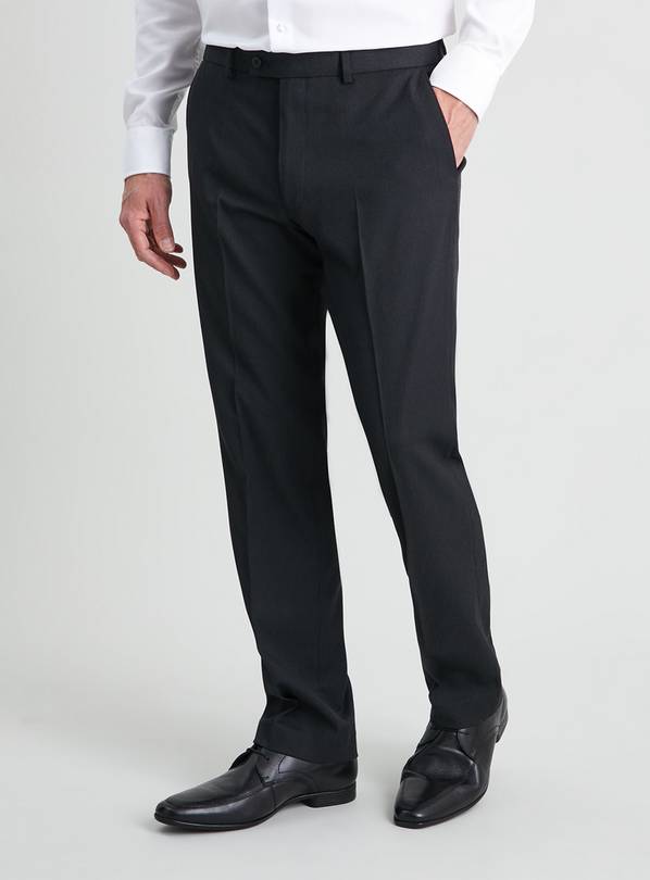 Grey Regular Fit Gaberdine Trousers With Stretch - W28 L33