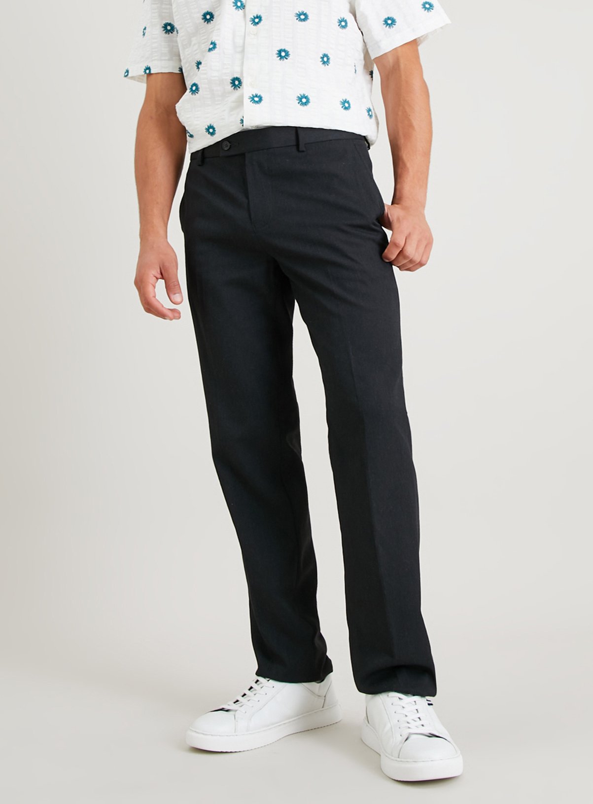 Men's Charcoal Grey Tailored Fit Trousers