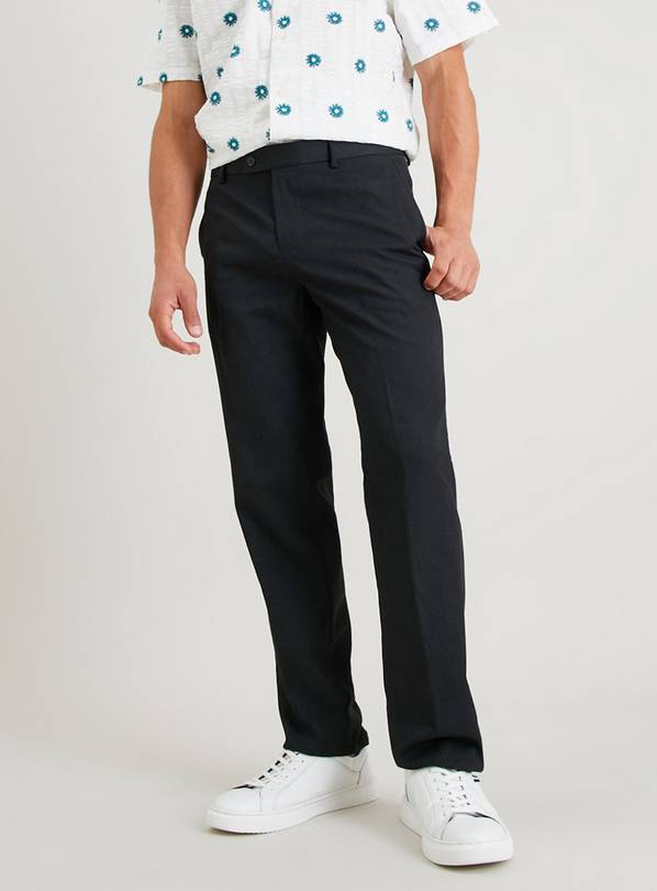 Charcoal Grey Tailored Fit Gabardine Trousers  W34 L29