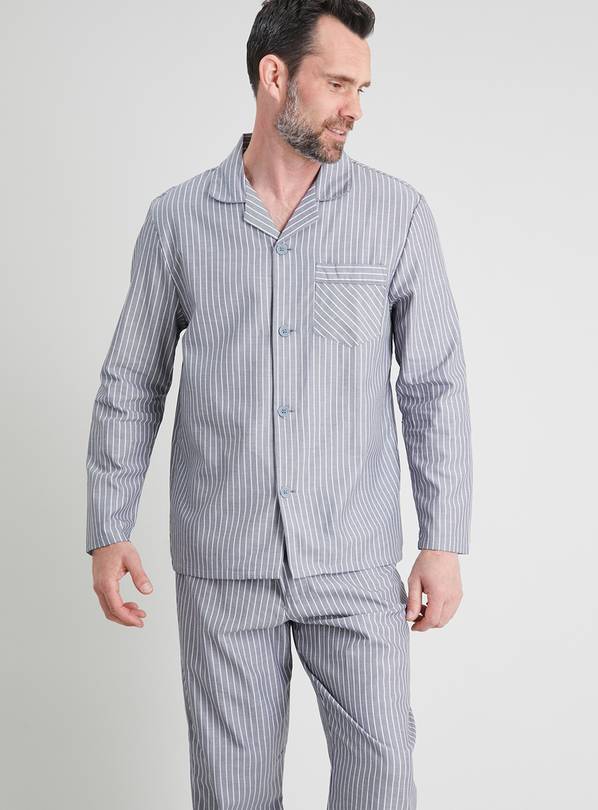 Buy Grey Stripe Traditional Woven Cotton Pyjamas - XXL | Pyjamas | Argos