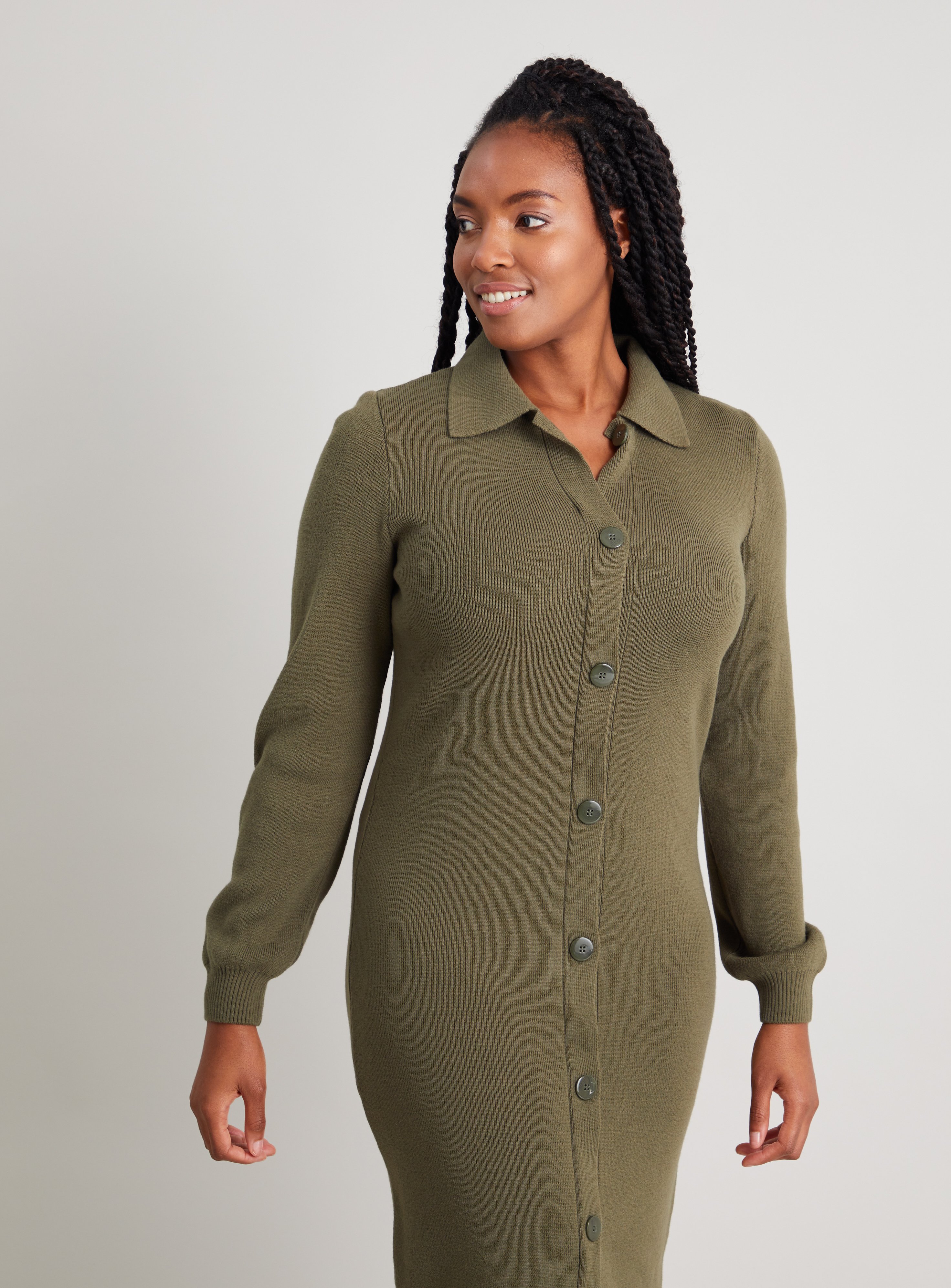 khaki sweater dress