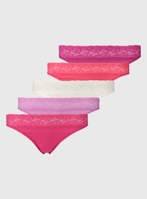 Buy Pinks Comfort Lace High Leg Knickers 5 Pack 16 Knickers Argos
