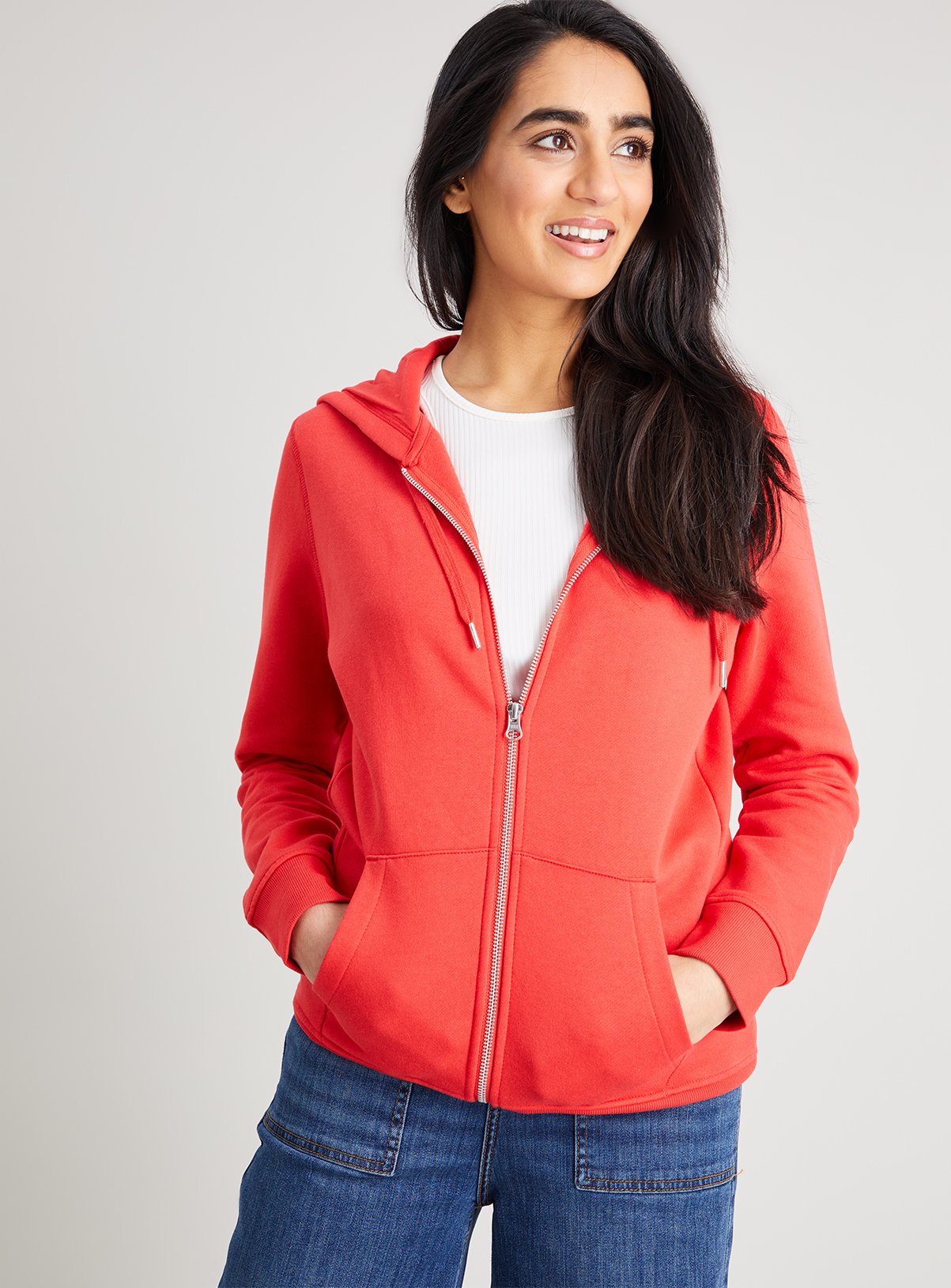 womens red zip up jacket