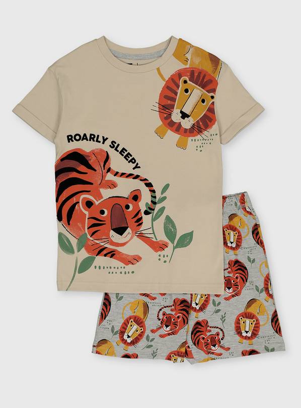 Oatmeal Lion & Tiger Pyjamas - 1.5-2 years