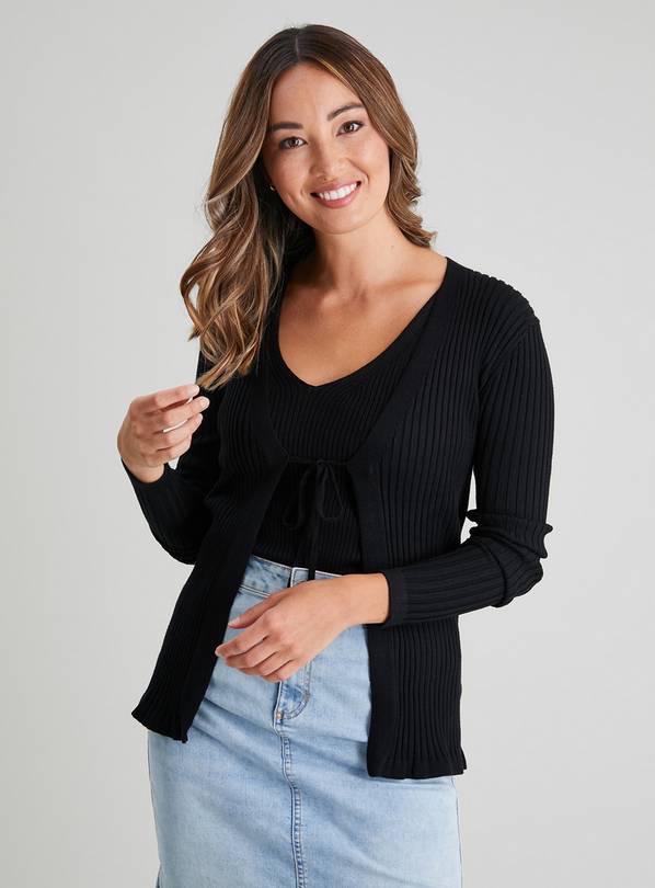 Buy Black Rib Tie Front Coord Cardigan 18 Cardigans Argos