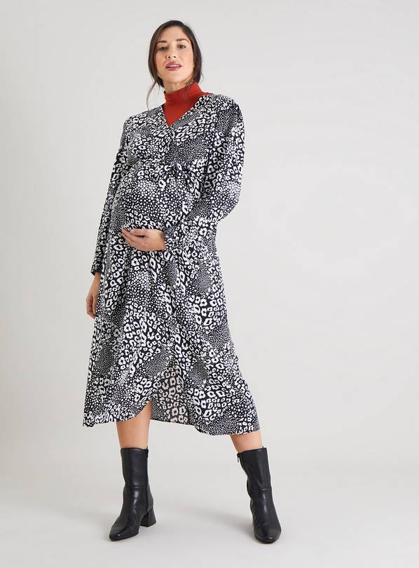 MATERNITY Monochrome Print Wrap Dress 12