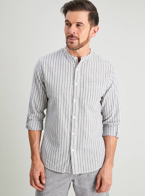 Buy Blue Stripe Tab Sleeve Grandad Shirt - L | Shirts | Argos