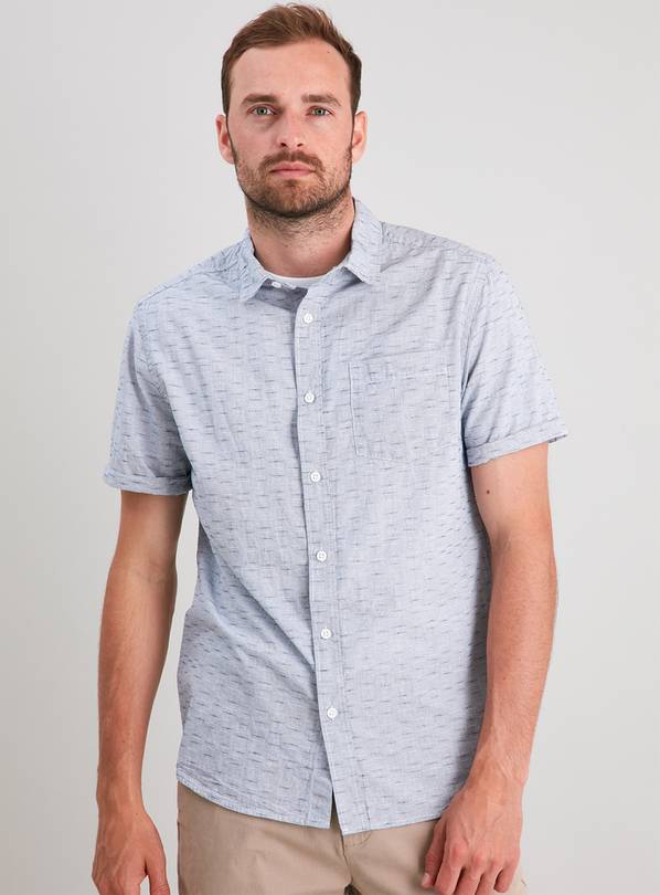Buy Blue Textured Short Sleeve Regular Fit Shirt - XXXXL | Shirts | Argos