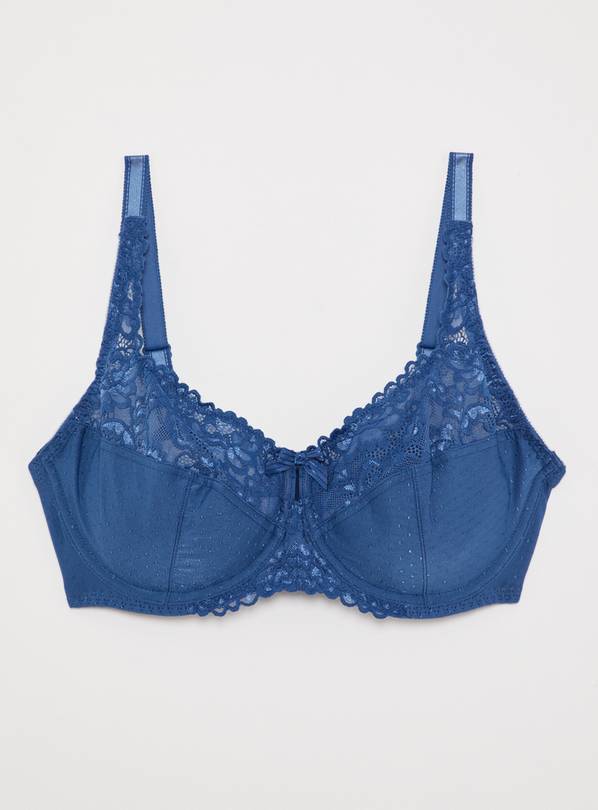 Buy DD+ Navy Recycled Lace Comfort Full Cup Bra - 40F | Bras | Tu