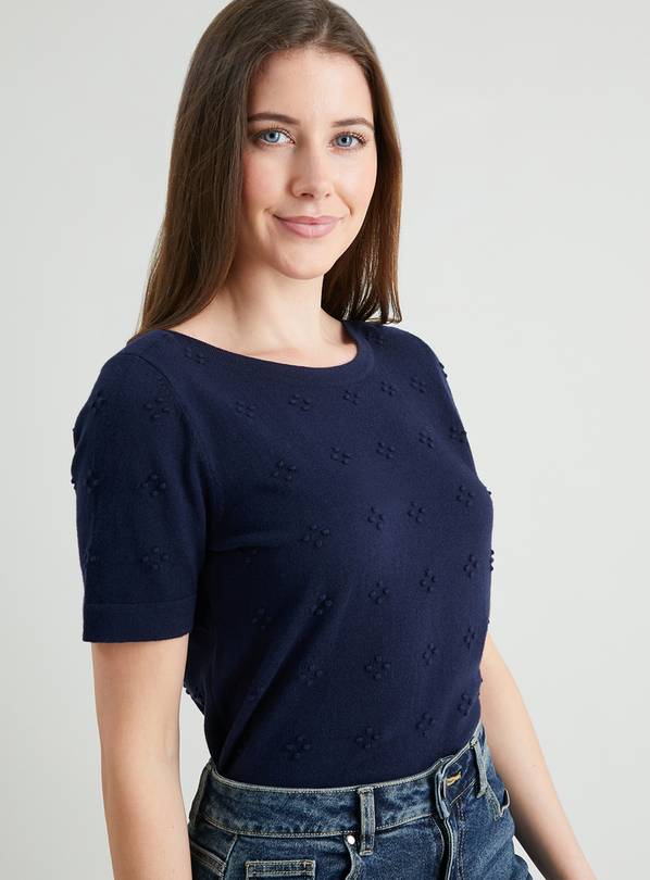 Navy Dot Cluster Knitted Top - 14