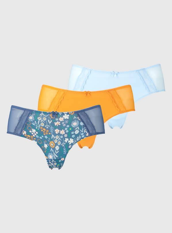 Buy Blue Floral & Orange Knicker Shorts 3 Pack 20 Knickers Argos