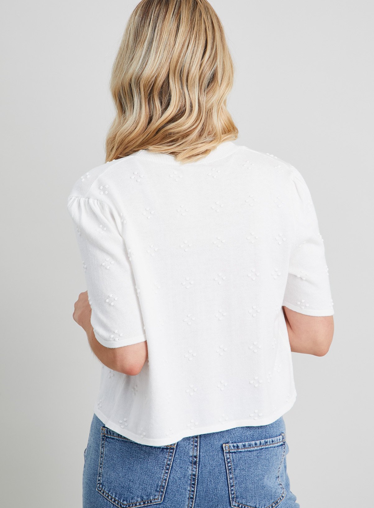 SKU: C/N TQ CORE DOT CLUSTER CROPPED E2E CARDI:White:14 - Image 4 thumbnail