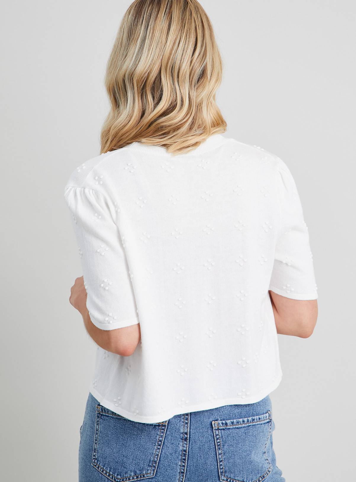 SKU: C/N TQ CORE DOT CLUSTER CROPPED E2E CARDI:White:14 - Image 4