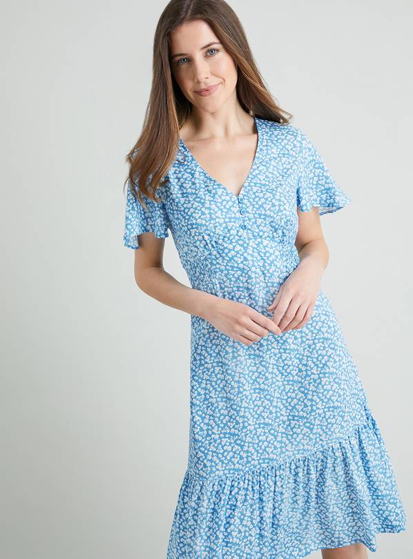 Light blue clearance flutter sleeve dress