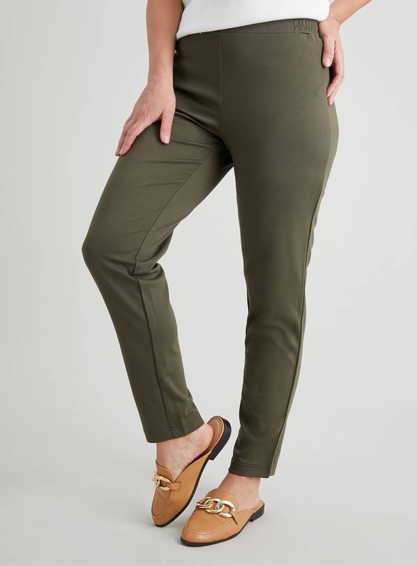 Buy Khaki Ponte Tapered Pull On Trousers - 14 | Trousers | Argos