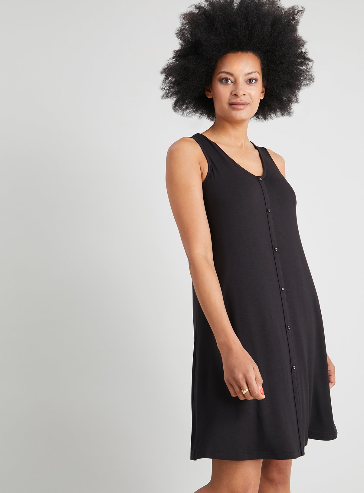 black jersey swing dress