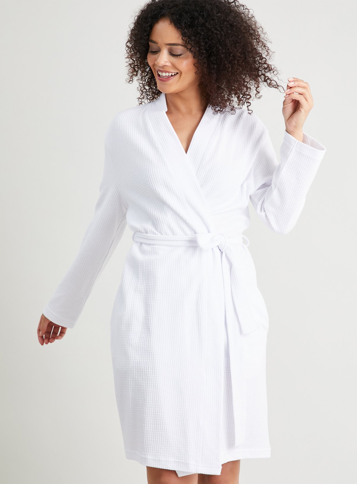 white dressing gown