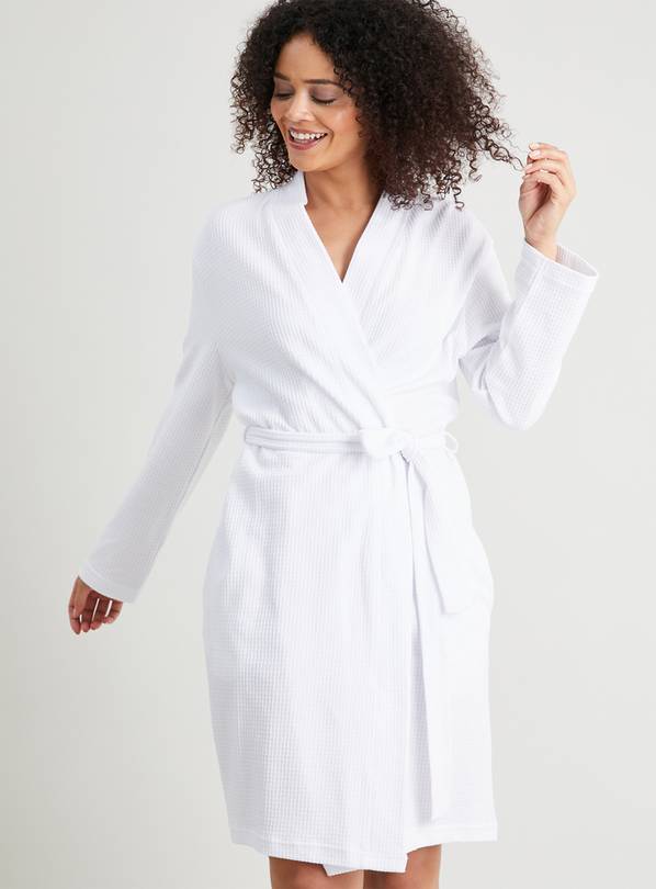 Buy White Waffle Dressing Gown - M | Dressing gowns | Argos