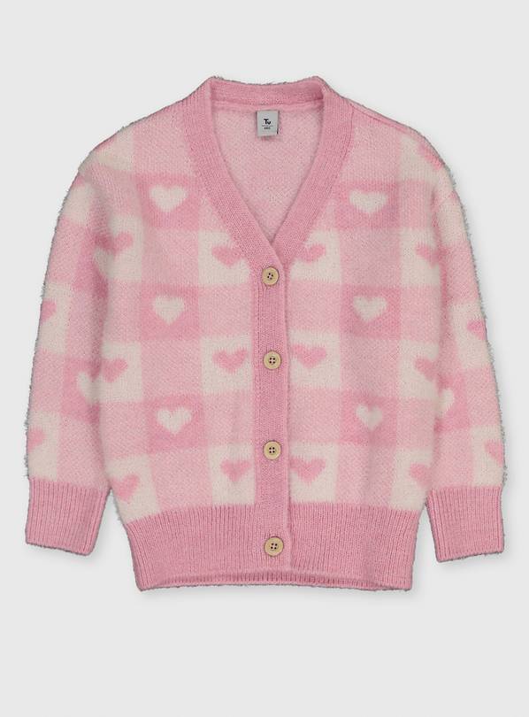 Buy Pink Heart Print Cardigan - 8 years | Jumpers and cardigans | Argos