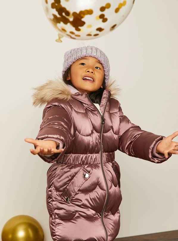 Buy Purple Iridescent Puffer Longline Coat 34 years Coats and