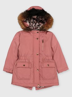 NEW Girls Cream Parka Padded Jacket Fur Coat School Age 2 3 4 5 6 7 8 9 10 11 12 