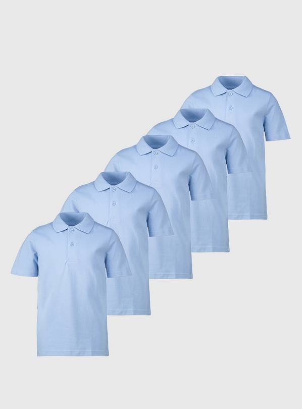 Blue Unisex Polo Shirts 5 Pack 7 years