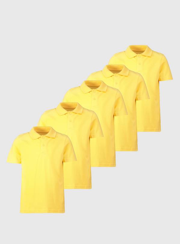 Yellow Unisex Polo Shirts 5 Pack - 10 years