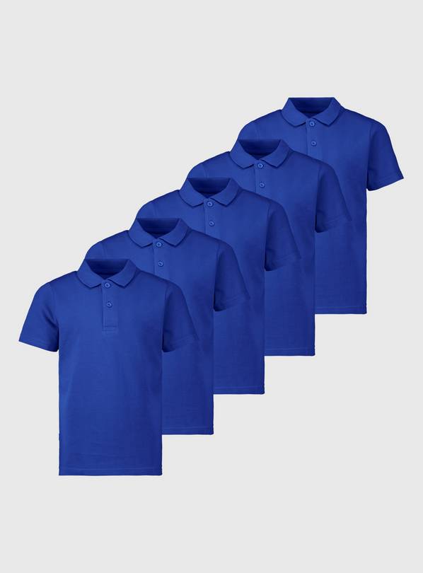 Blue Unisex Polo Shirt 5 Pack - 11 years