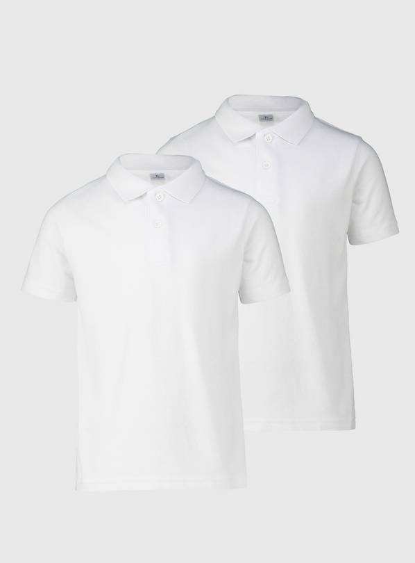 White Unisex Slim Fit Polo Shirts 2 Pack - 6 years