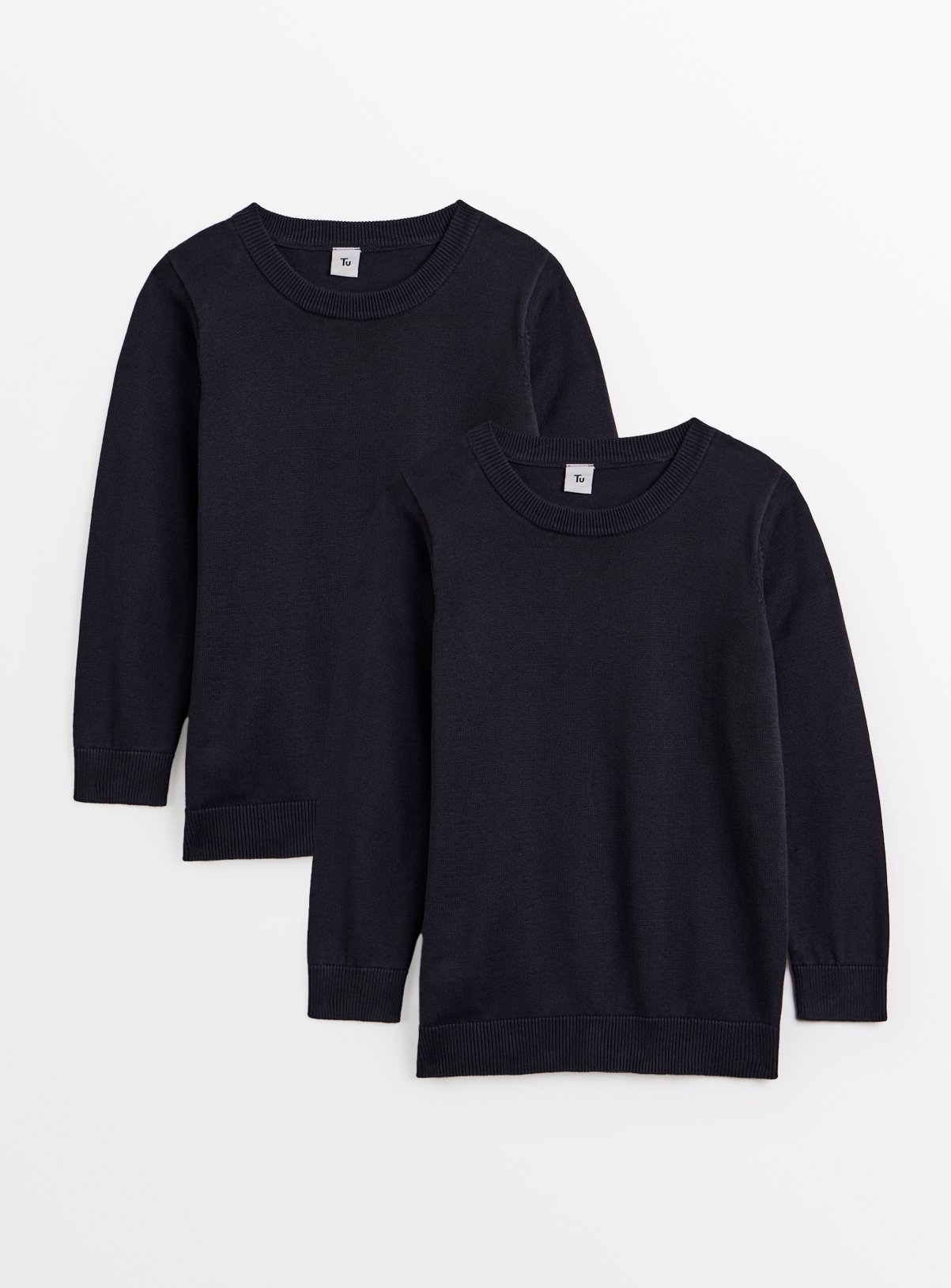 Navy Cotton Unisex Crew Neck Jumper 2 Pack 5 years - Image 1 thumbnail
