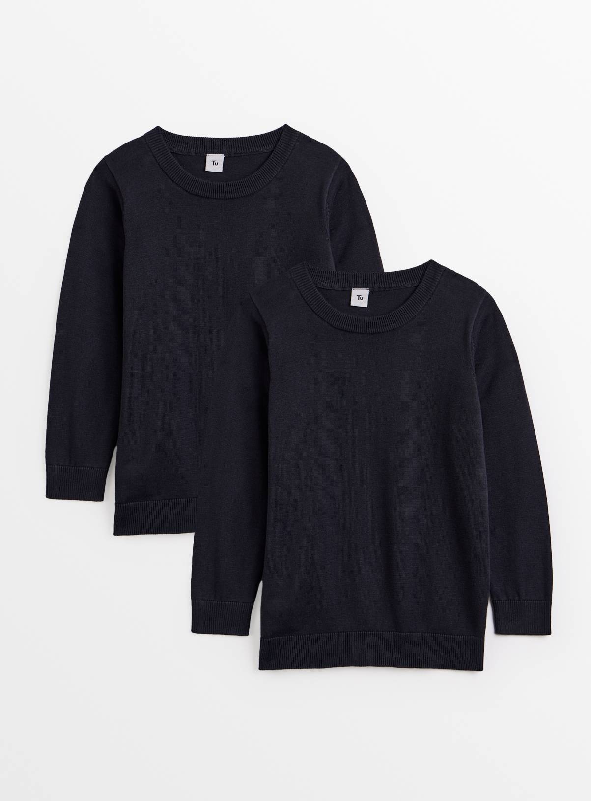 Navy Cotton Unisex Crew Neck Jumper 2 Pack 5 years - Image 1