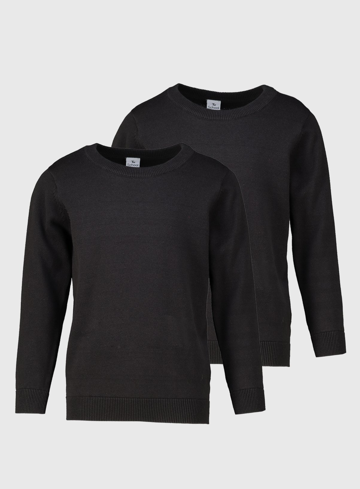 Black Black Crew Neck Jumper 2 Pack (9 Years) - Tu by Sainsbury's
