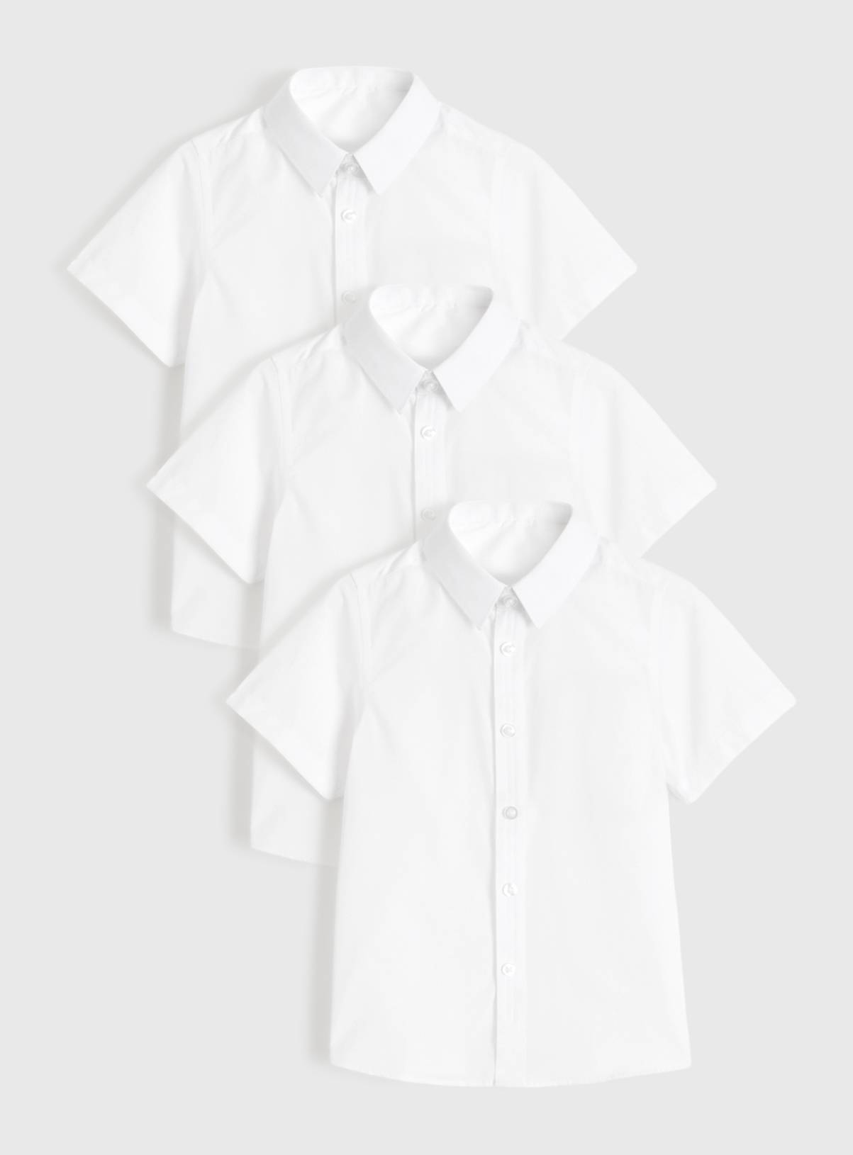 White Polyester Perfect White Short Sleeve Shirts 3 Pack 12 years - Image 1