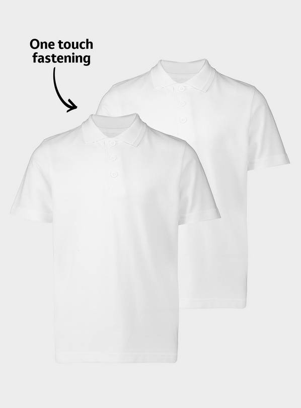 White Unisex Dress With Ease Polo Shirts 2 Pk 11 years