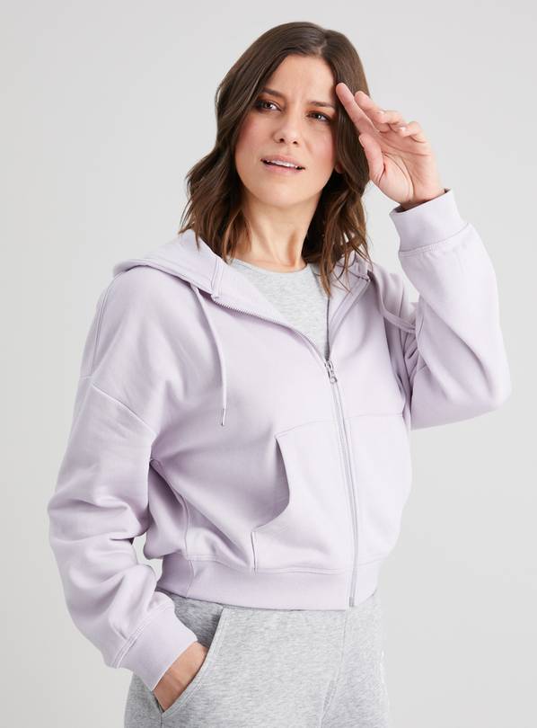 Buy Lilac Cropped Zip-Through Hoodie - 18 | Hoodies and sweatshirts | Argos