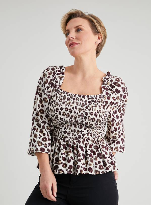 Mono Animal Print Bardot Top - 8