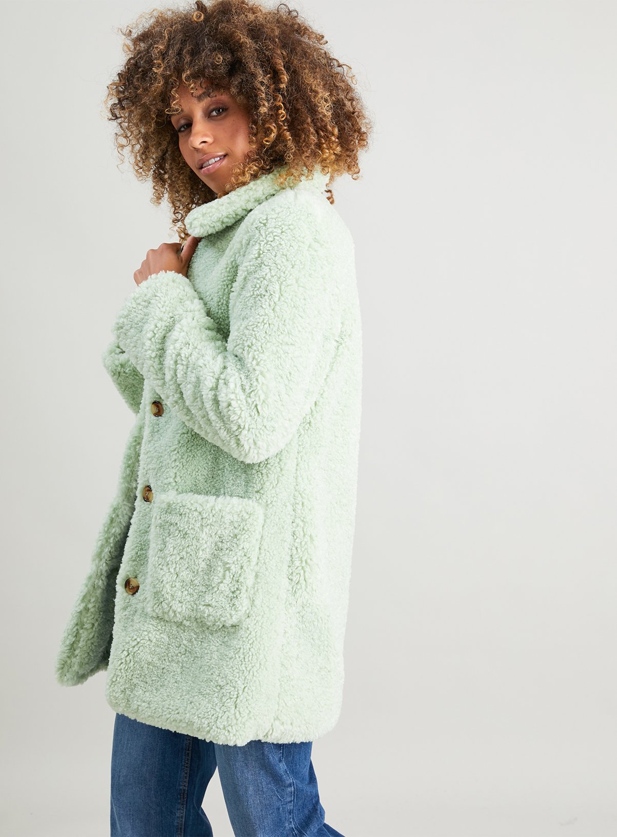 green long teddy coat