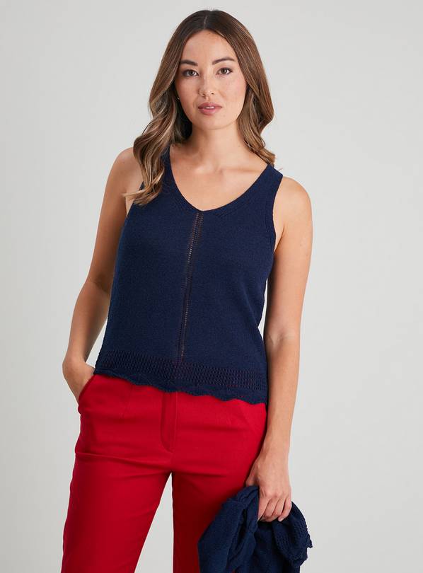 Buy Navy Embellished Velvet Cami Top 8 | Camisoles and vests | Argos