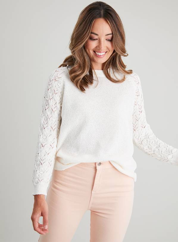 Buy Cream Pointelle Sleeve Jumper 10 Jumpers Argos