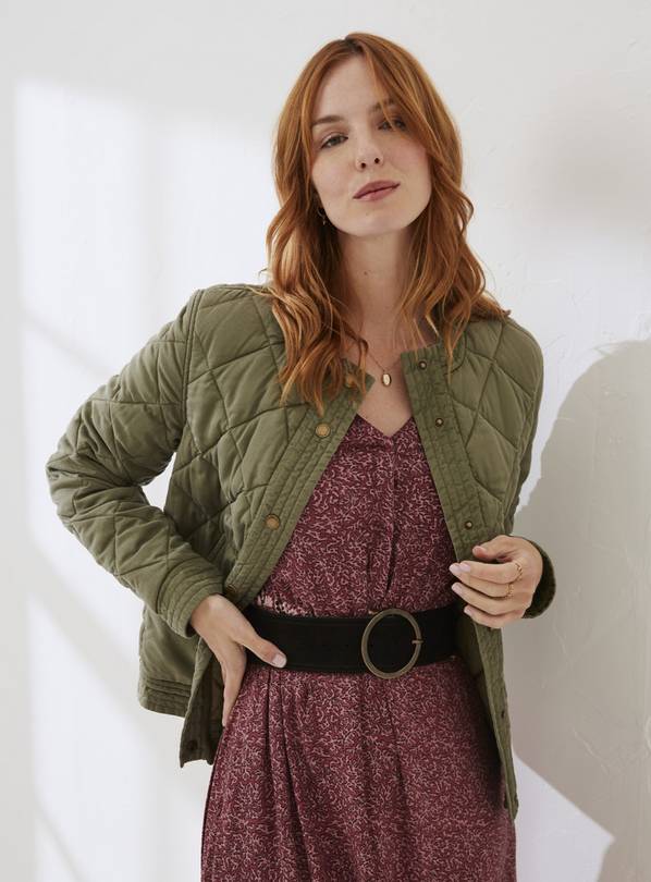 Buy FATFACE Khaki Layla Quilted Jacket 16 Jackets Argos