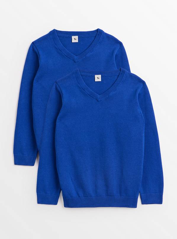 Blue Unisex V-Neck Jumpers 2 Pack 7 years