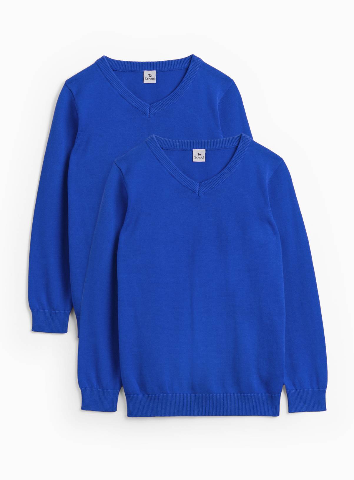 Blue Cotton V Neck Jumpers 2 Pack 4 years - Image 1