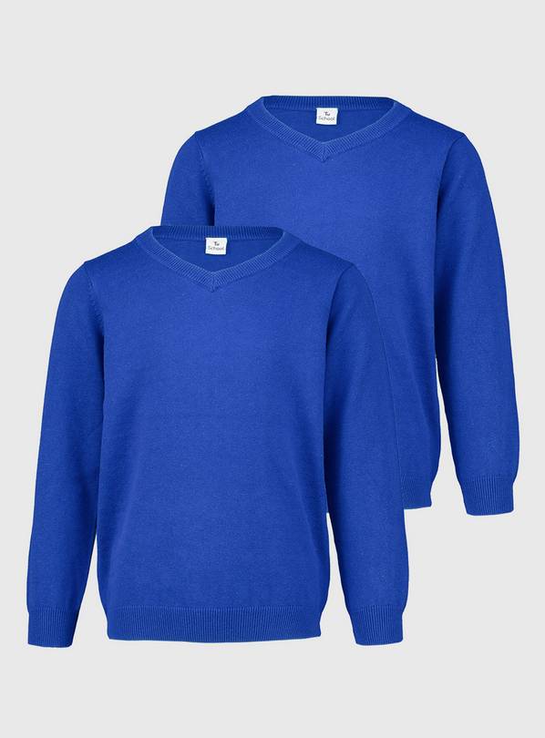 Buy Blue Unisex V-Neck Jumpers 2 Pack 7 years | School jumpers and ...