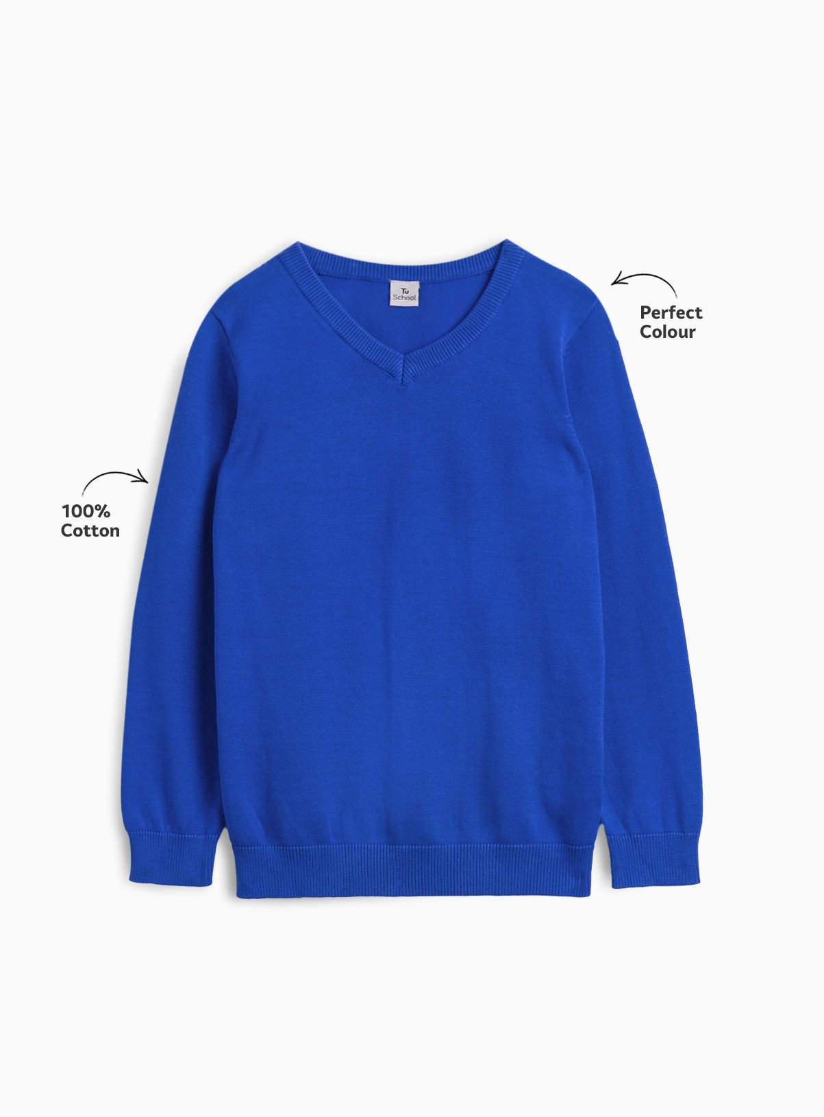 Blue Cotton V Neck Jumpers 2 Pack 4 years - Image 2 thumbnail
