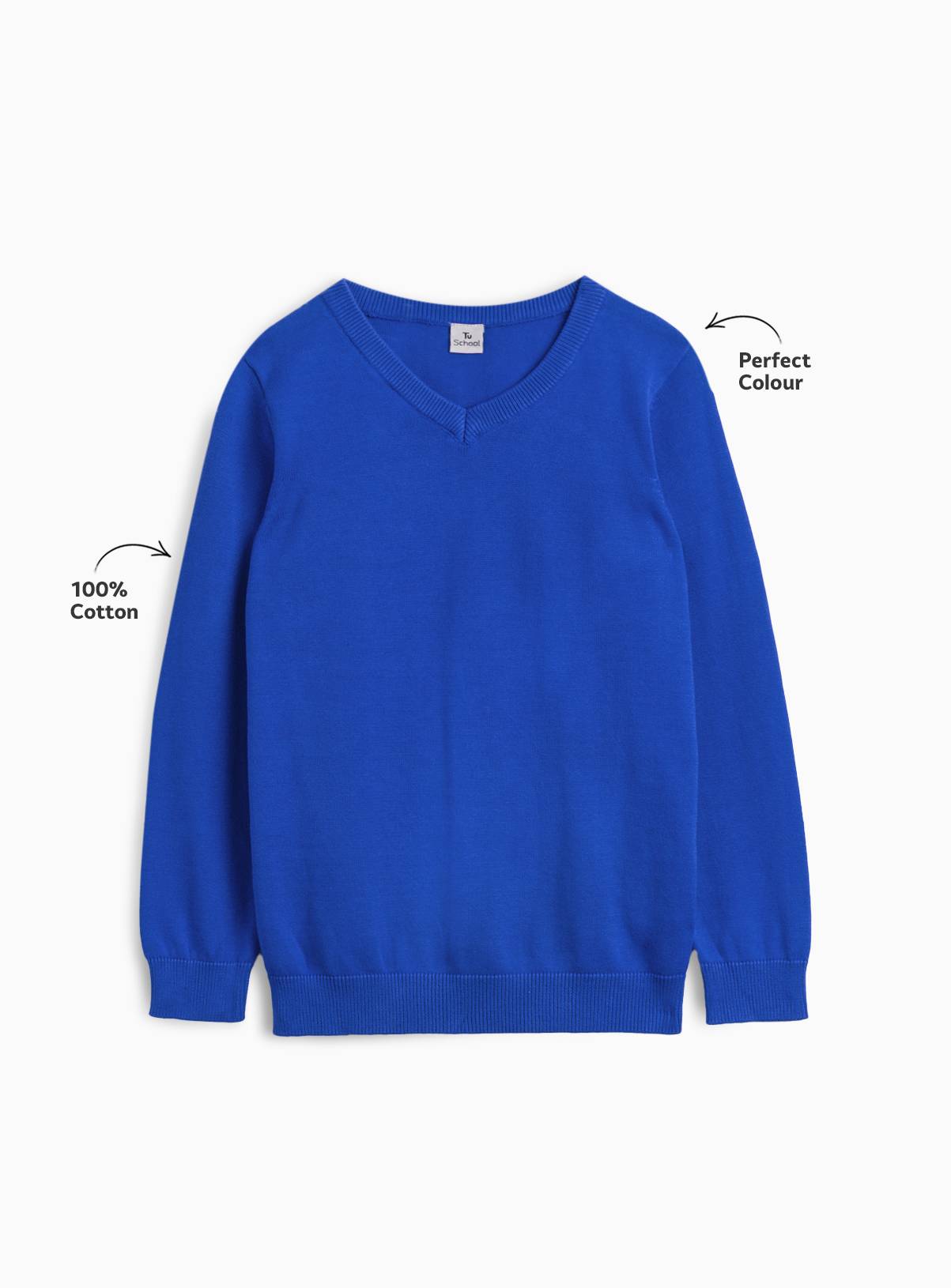 Blue Cotton V Neck Jumpers 2 Pack 4 years - Image 2