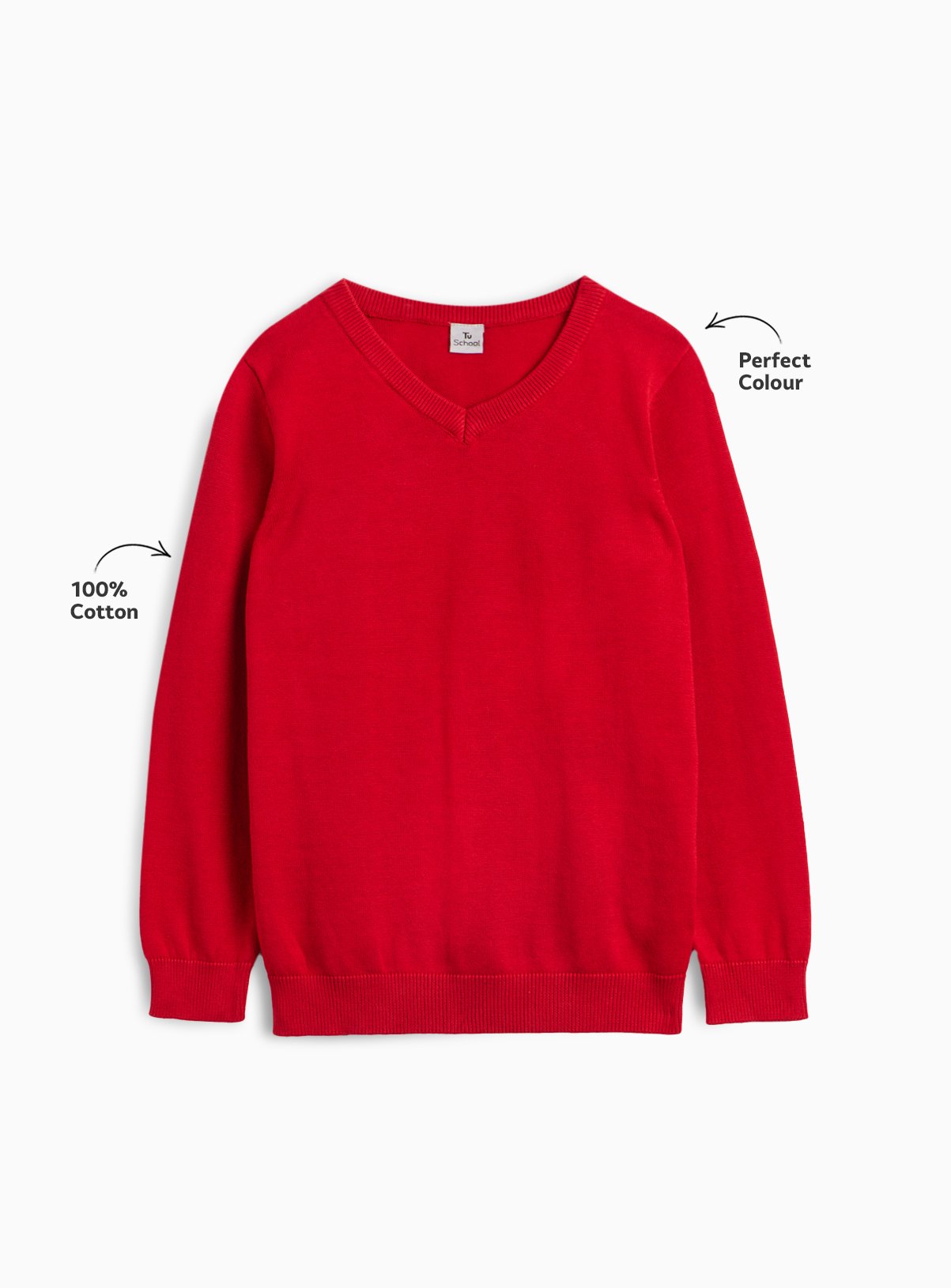 Red Cotton V-Neck Jumper 2 Pack 8 years - Image 2 thumbnail