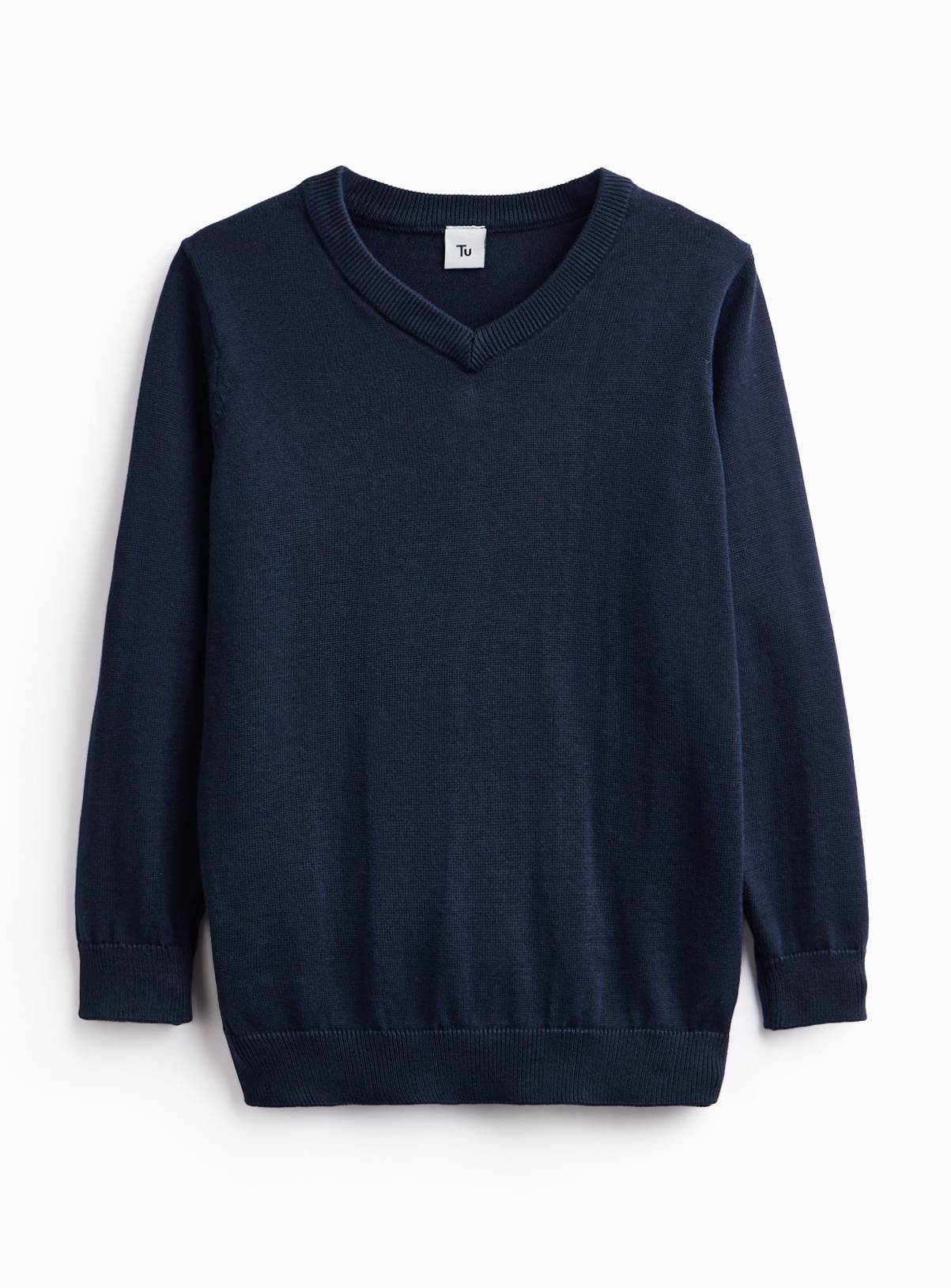 Navy Cotton V Neck Jumpers 2 Pack 12 years - Image 1