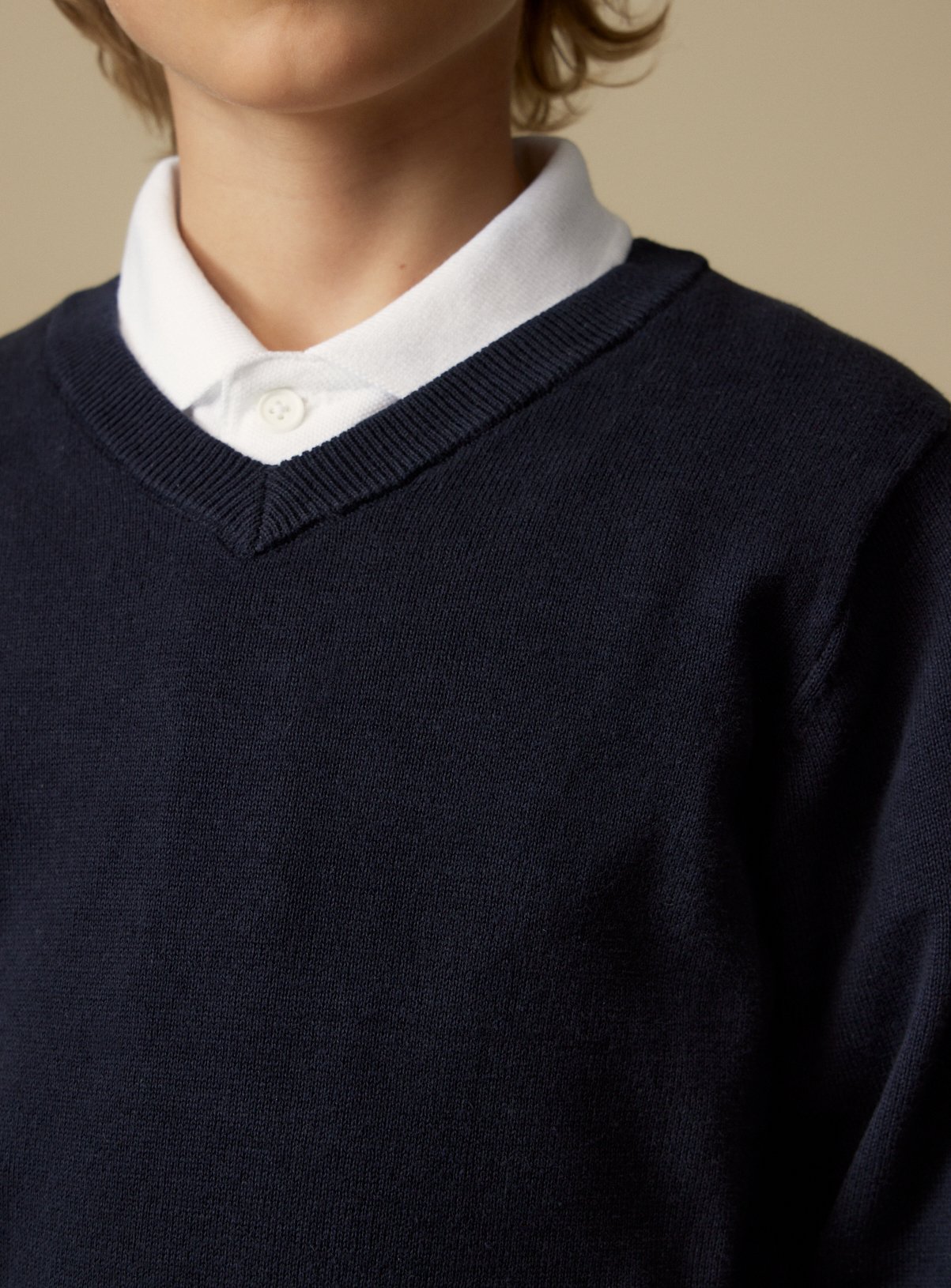 Navy Cotton V Neck Jumpers 2 Pack 12 years - Image 5 thumbnail