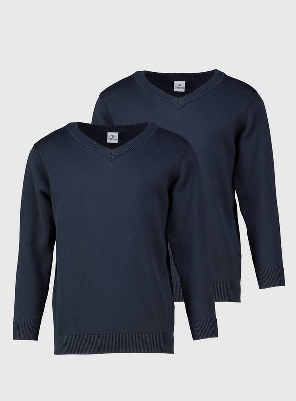 Buy Navy V-Neck Jumper 2 Pack - 11 years | School jumpers and ...