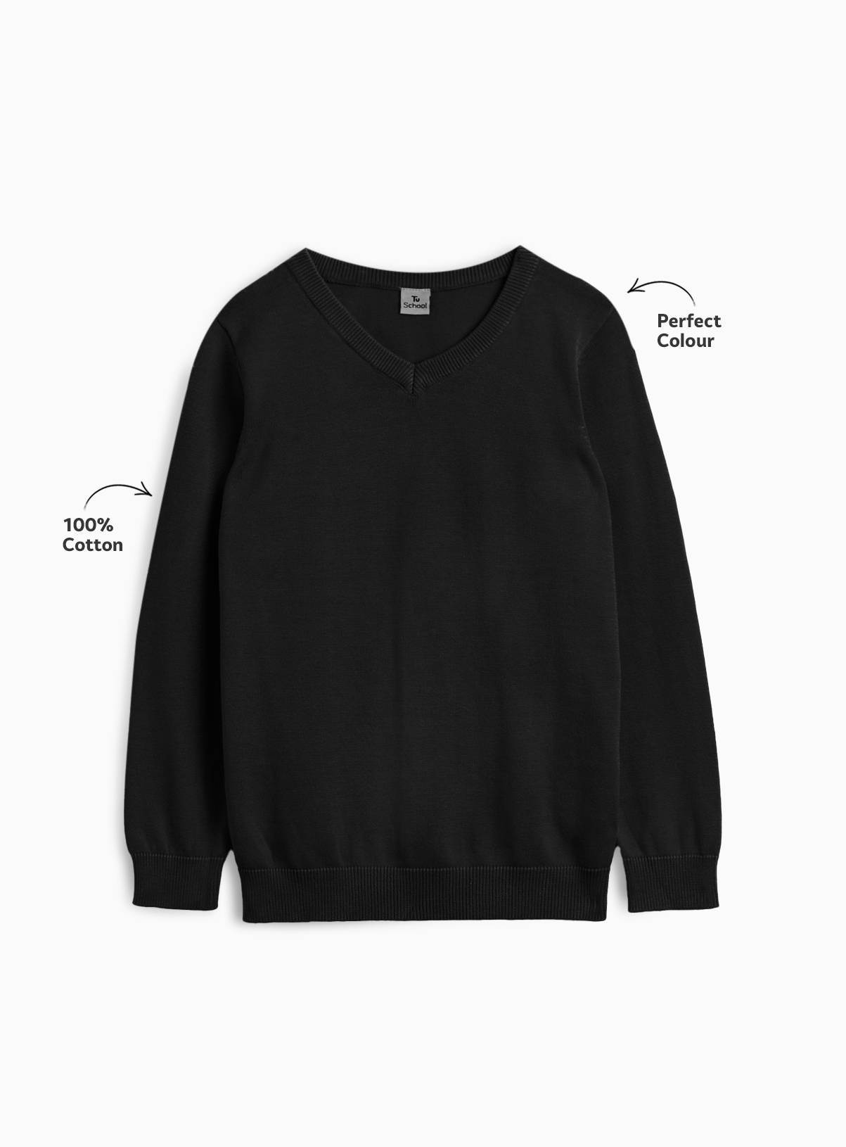 Black Cotton V Neck Jumper 2 Pack 5 years - Image 2